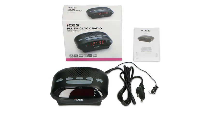 Ices ICR-210 Black - FM Uhrenradio, Schwarz