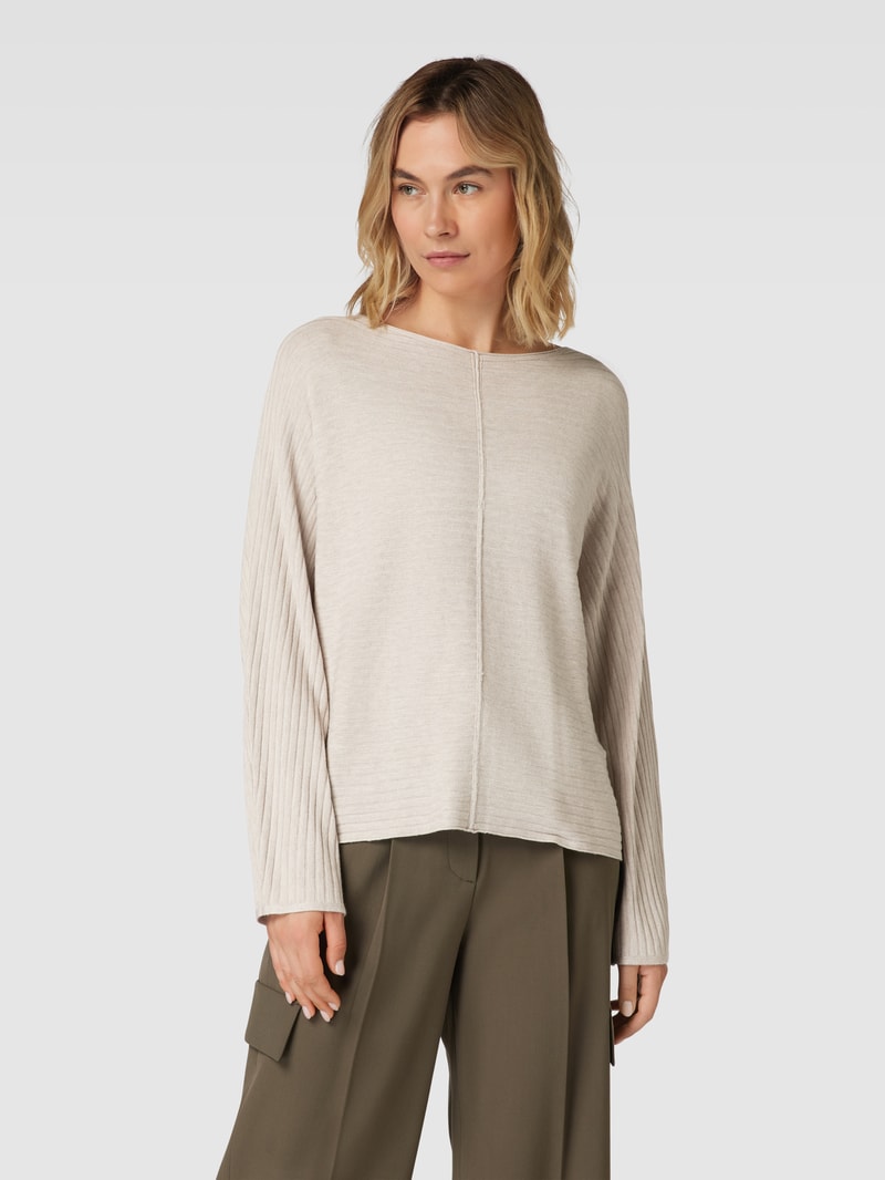 Strickpullover aus Viskose-Mix mit Rippenstruktur in hellgrau meliert