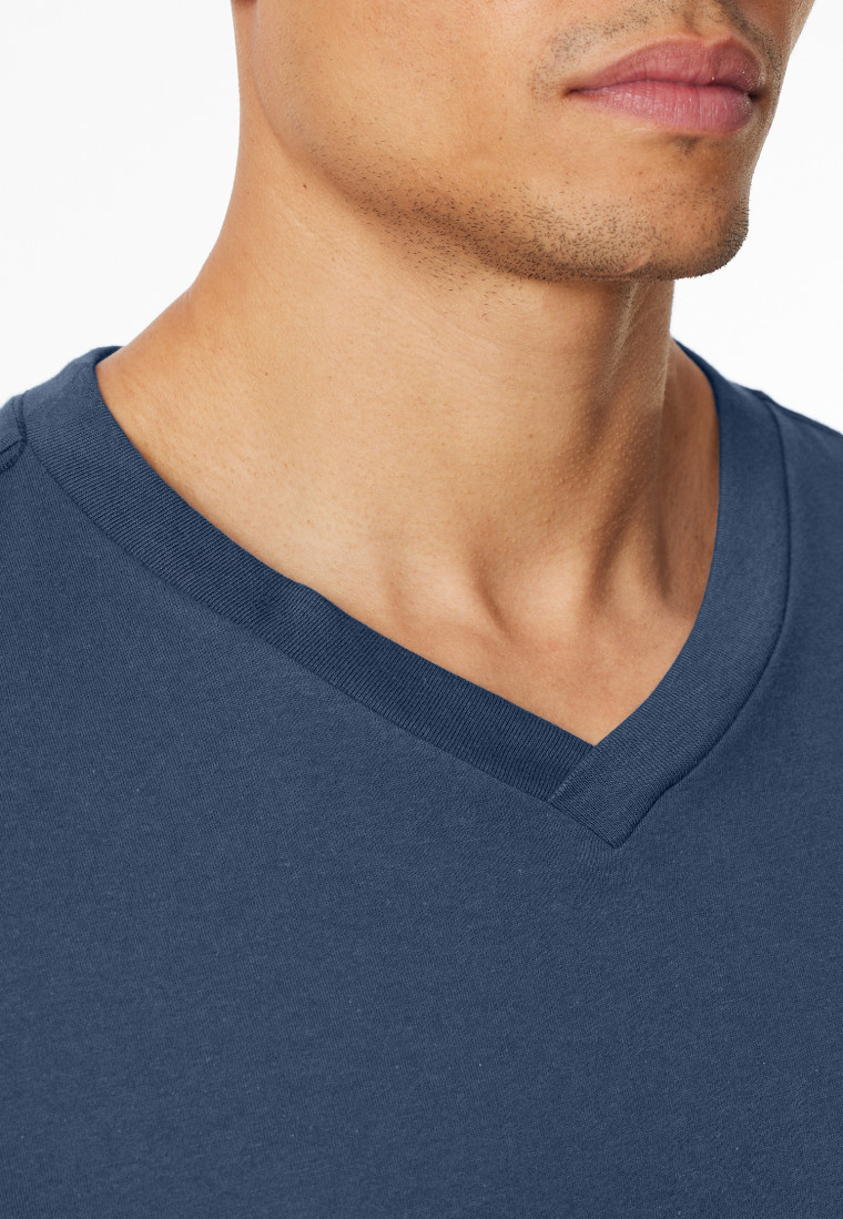 Shirt langarm V-Ausschnitt royal - Mix+Relax