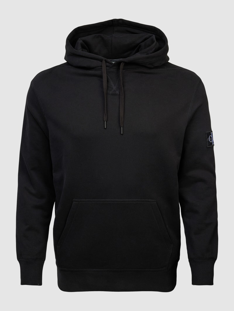 PLUS SIZE Hoodie mit Label-Patch in schwarz