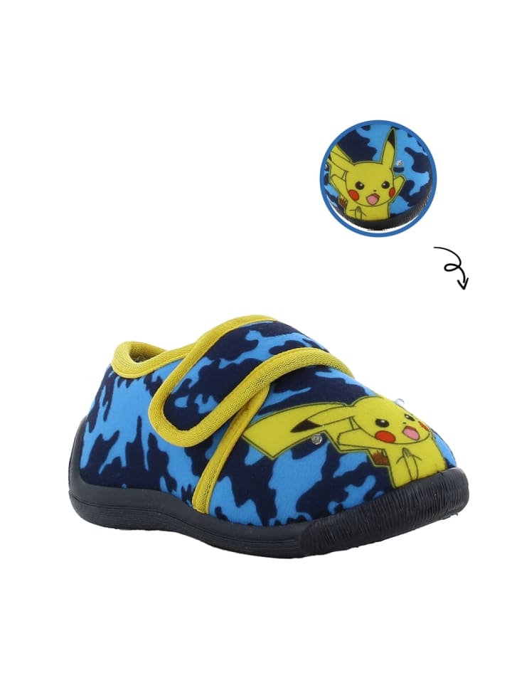 Pokémon Hausschuhe mit Pokémon Pikachu Motiv, in Blau, mit Klettverschluss günstig kaufen