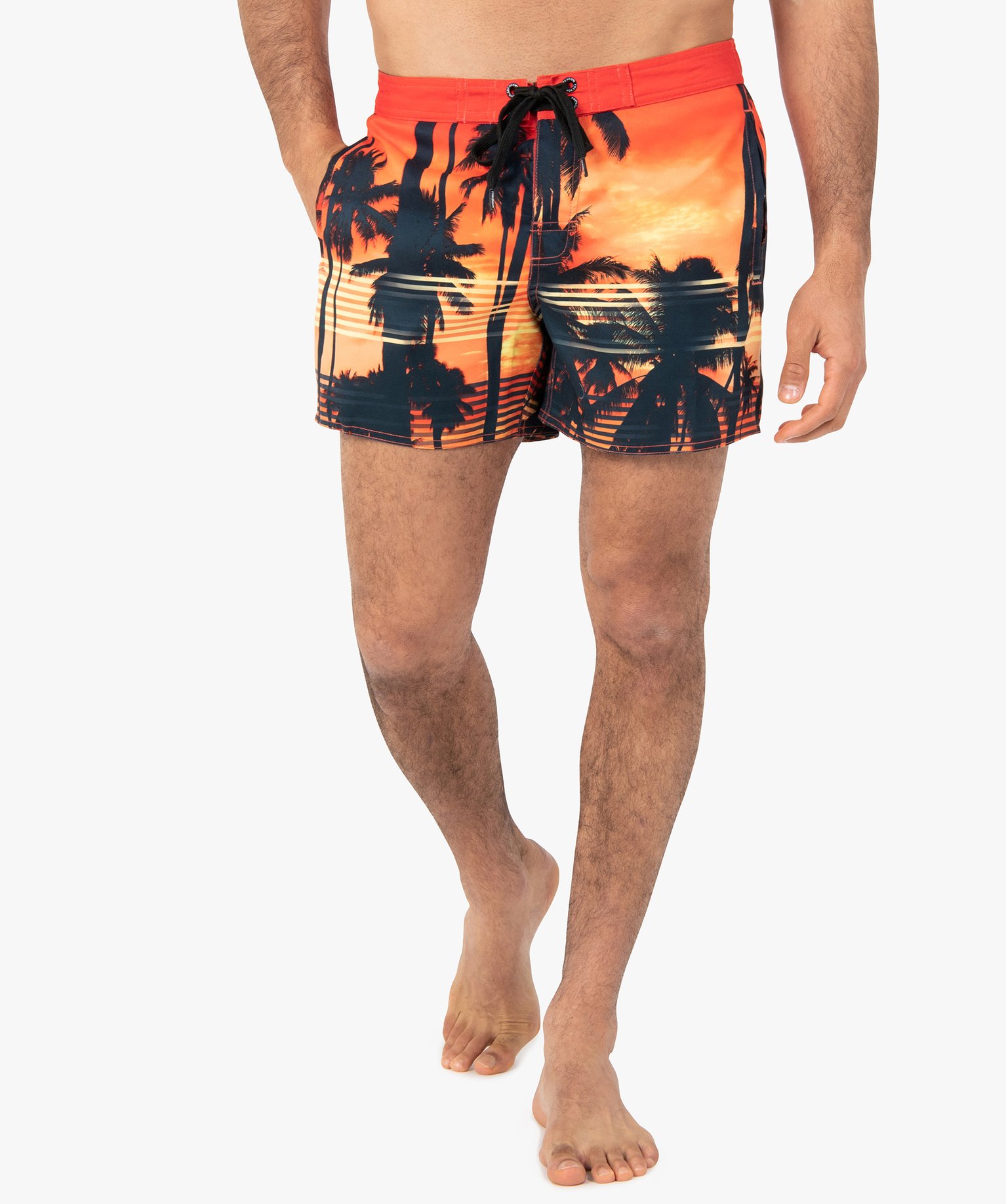 Short de bain homme à motifs palmiers - Freegun jaune | GEMO
