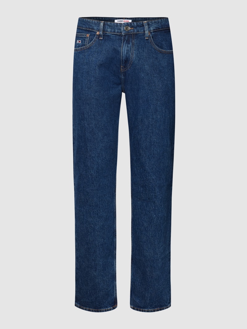 Straight Fit Jeans mit Label-Details Modell 'RYAN' in dunkelblau