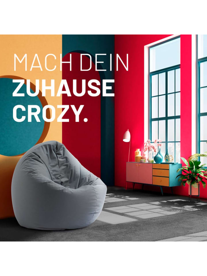 Lumaland Indoor/Outdoor-Sitzsack Runder 2in1 Sitzsack 300l  120x80x75cm - Grau günstig kaufen onesize