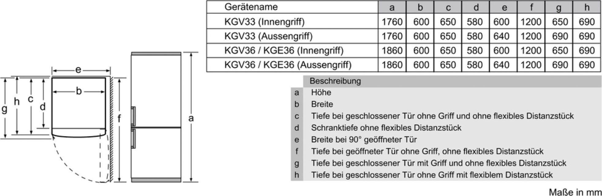 SIEMENS Kühl-/Gefrierkombination KG36EALCA, 186 cm hoch, 60 cm breit