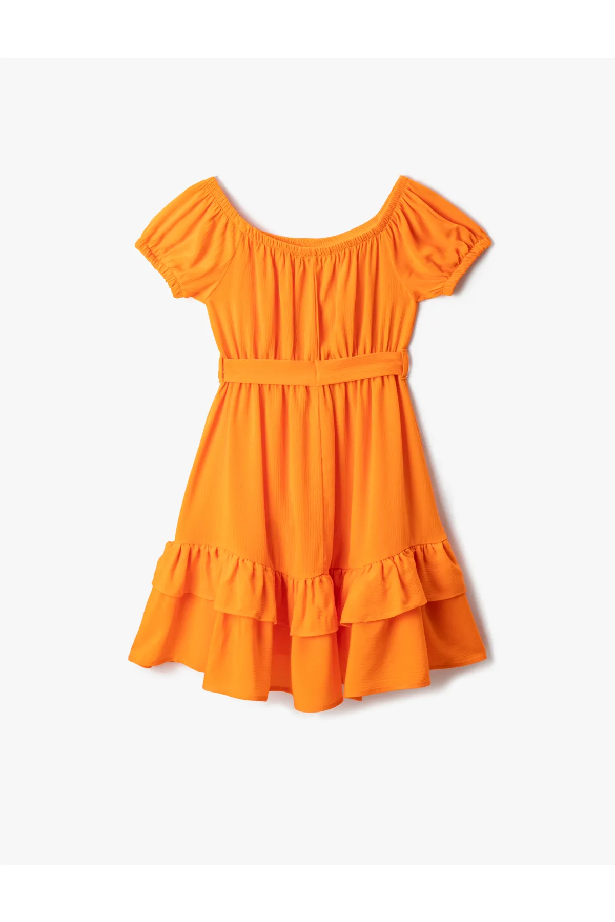Koton  Kleid Midi-Gürtel Detaillierte Kurzarm-Rüschen-Volant-U-Ausschnitt