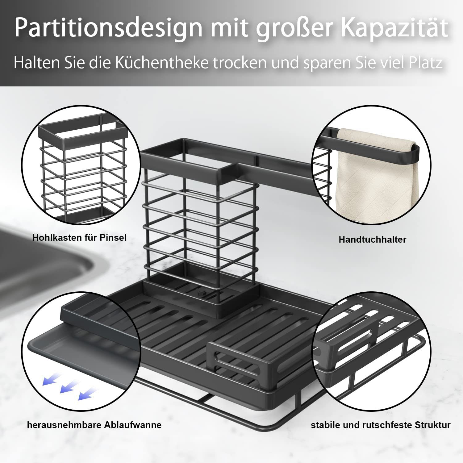 Novzep Gewürzregal Spülbecken Caddy Organizer,Spüle,Lappen Halterung,für Küche Badezimmer