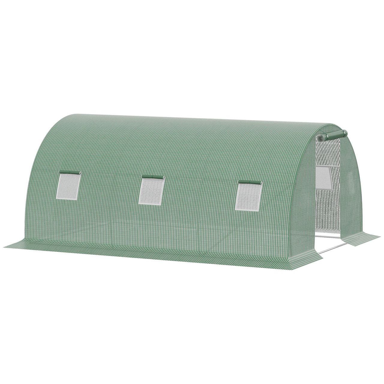 Outsunny Foliengewächshaus begehbares Polytunnel 4,5 x 3 m Dunkelgrün