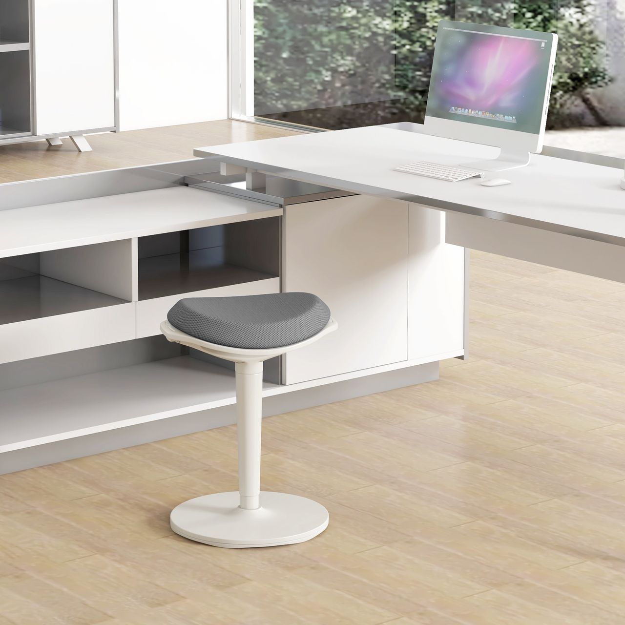 HOMCOM Sitzhocker ergonomischer Bürohocker, 56,5-71,5 cm höhenverstellbar, Grau