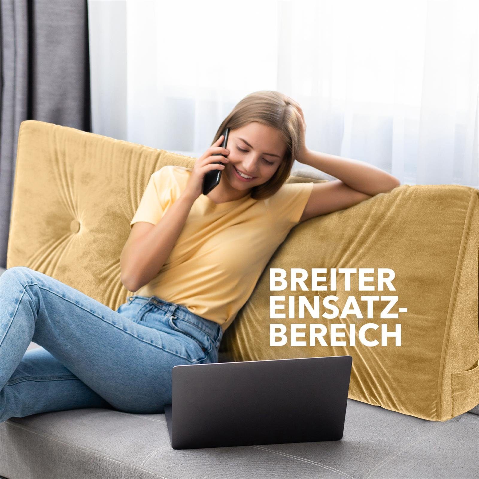Björn&Schiller Rückenkissen Dreieckiges keilförmiges, Palettenkissen, Lounge Kissen Beige, ideal als Kopfkissen, Nackenkissen oder Bett Kopfteil Kissen