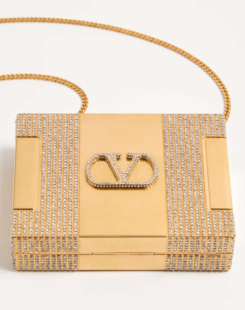 Minaudière Valentino Garavani Minaumorphe In Metallo Con Cristalli Swarovski® E Custodia In Raso