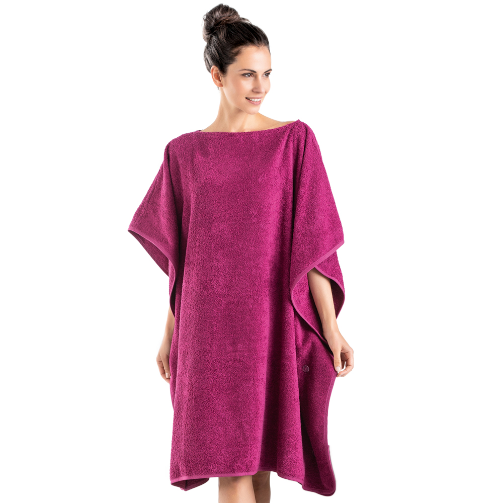 Sensino XL-Badetuch-Poncho 2in1, ca. 100 x 200 cm, Brombeere
