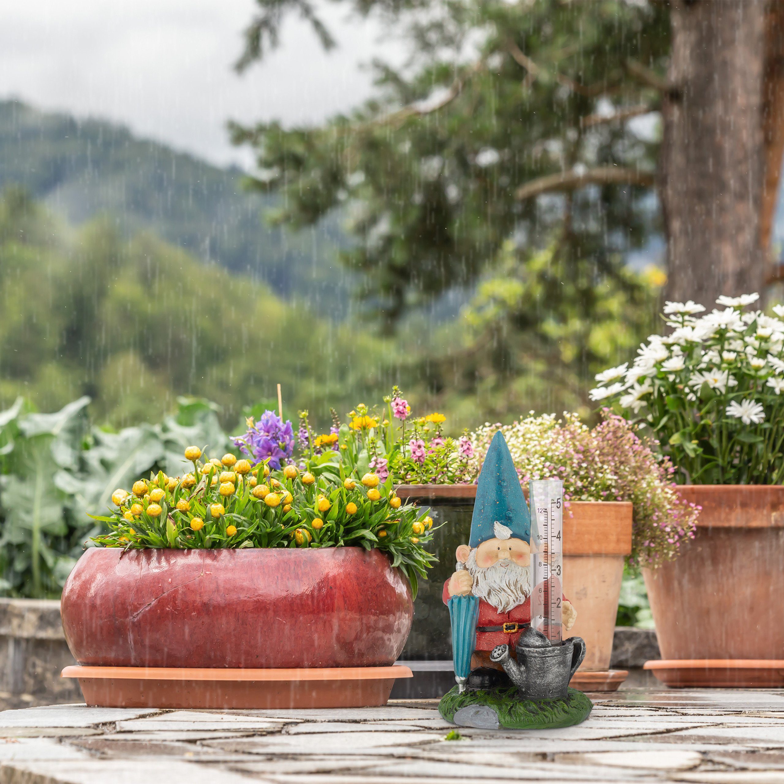 relaxdays Regenmesser Gartenzwerg Regenmesser