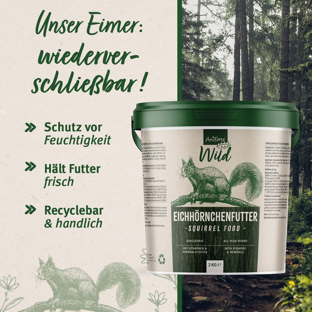 Aniforte Eichhörnchen Aniforte Eichhörnchenfutter 2 kg