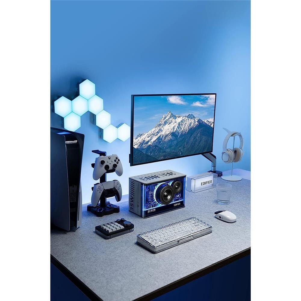 Edifier® QD35 Bluetooth-Lautsprechersystem Weiß Lautsprechersystem (Bluetooth, 40 W, mit RGB-Lichteffekten und zwei Ladeanschlüssen)