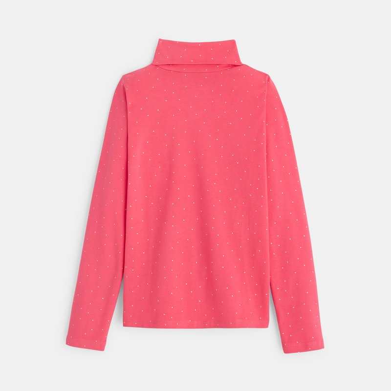 T-shirt col roulé imprimé rose fille
