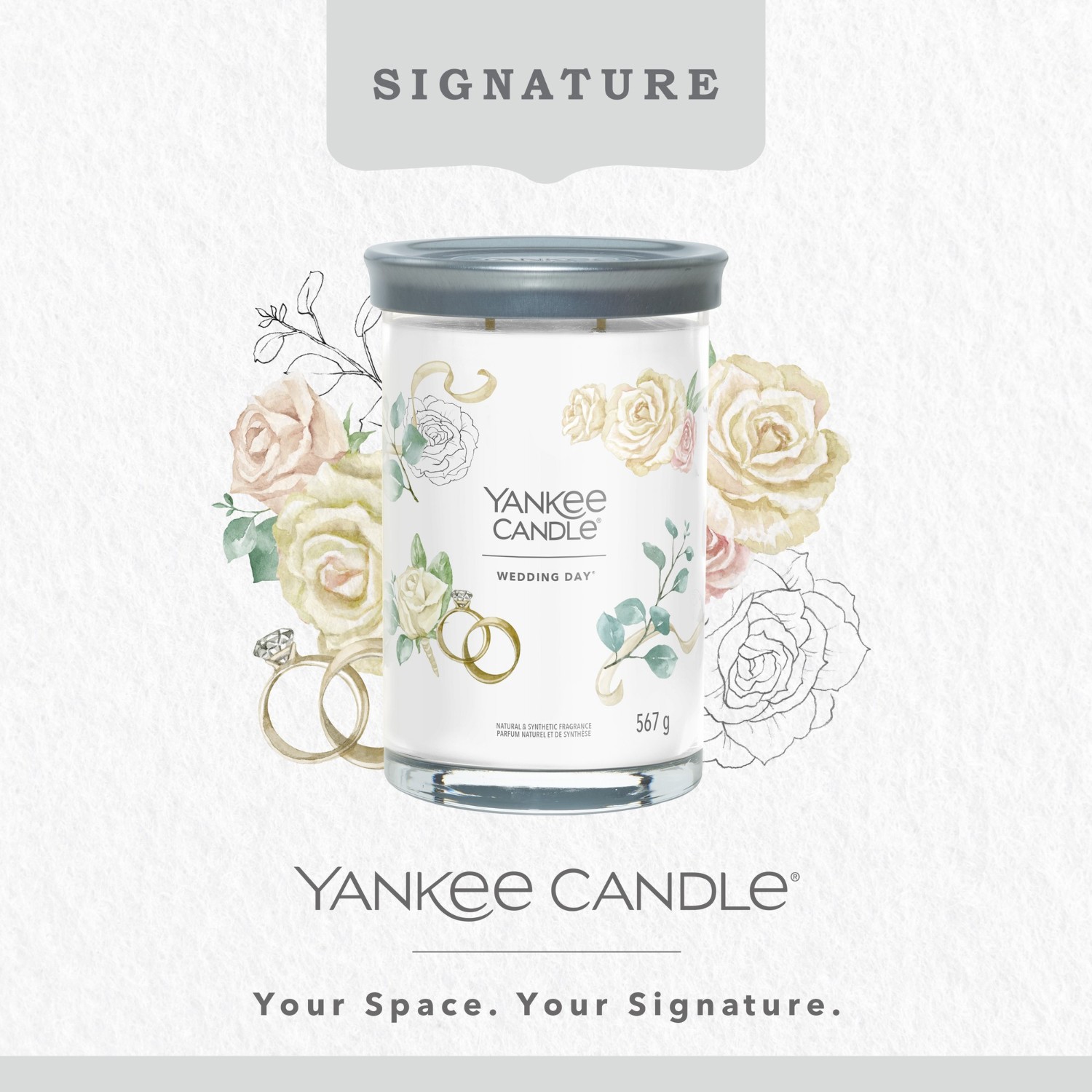 YANKEE CANDLE Stort bryllupsdagsglass