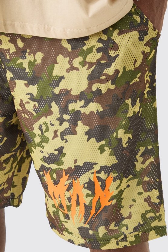 Plus Man Mesh Camouflage Basketball-Shorts