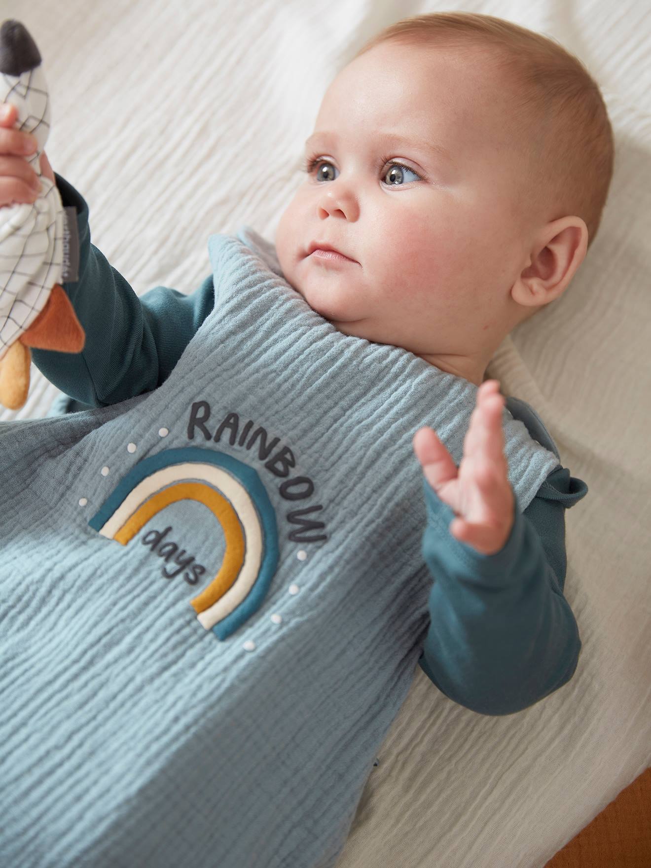 Vertbaudet Bio-Kollektion: Baby Sommerschlafsack MINI ZOO - blau