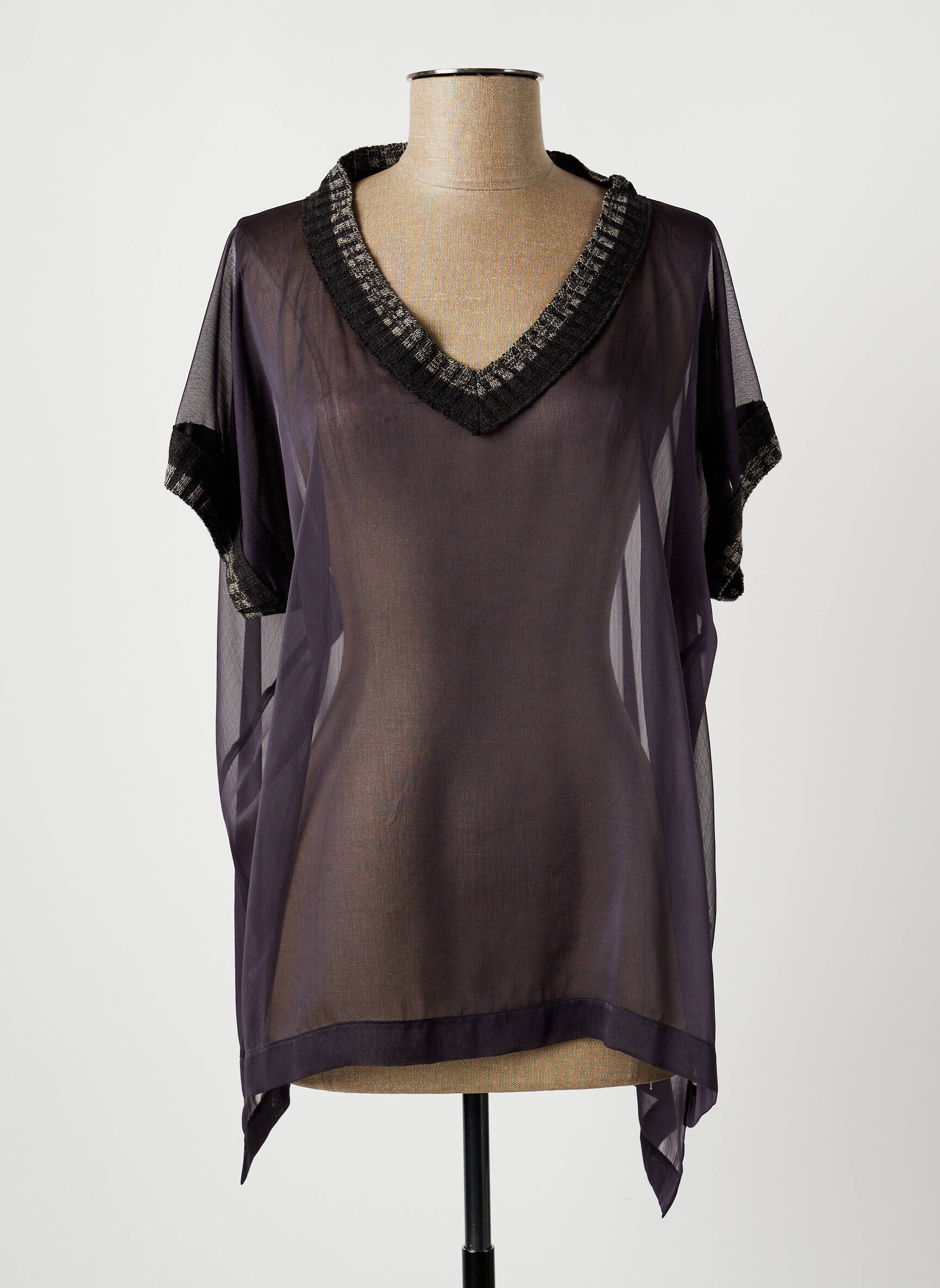 Lauren Vidal Tuniquemanchecourte Femme couleur gris