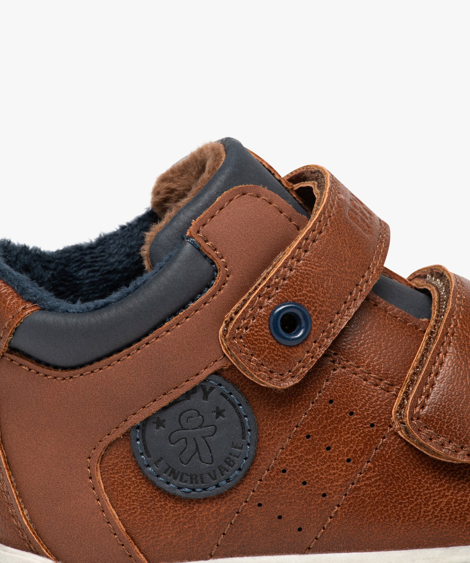 Baskets Garçon mid-cut bicolores à double scratch - Gepy camel | GEMO