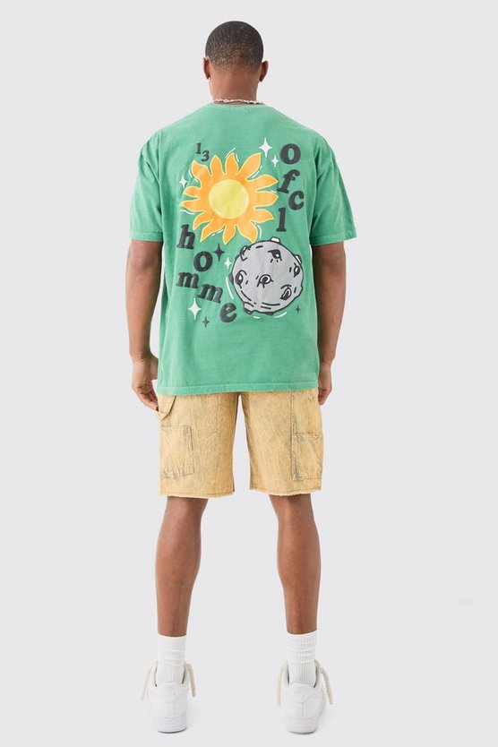 Oversize T-Shirt mit floralem Space-Print