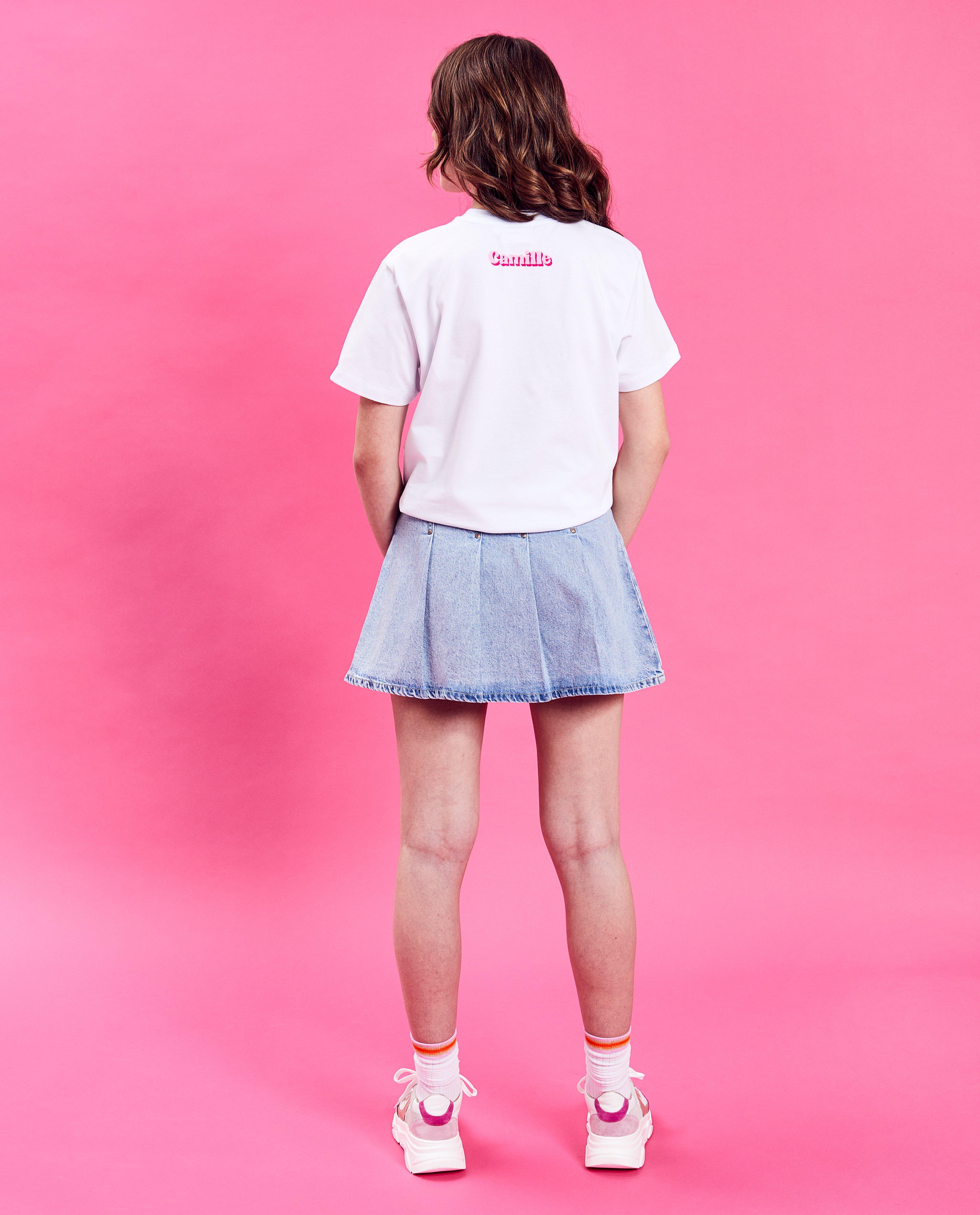 CAMILLE Insomnia póló csillámos mintával, unisex, 4-14 éves, fehér