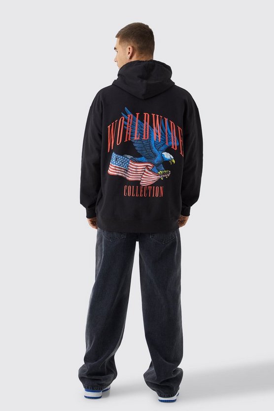 Oversize Hoodie mit Worldwide-Print
