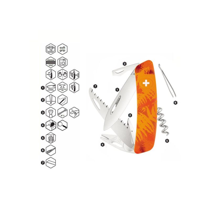 Swiza TT05 Tick Tool Orange Fern, Schweizer Taschenmesser made in Swiss