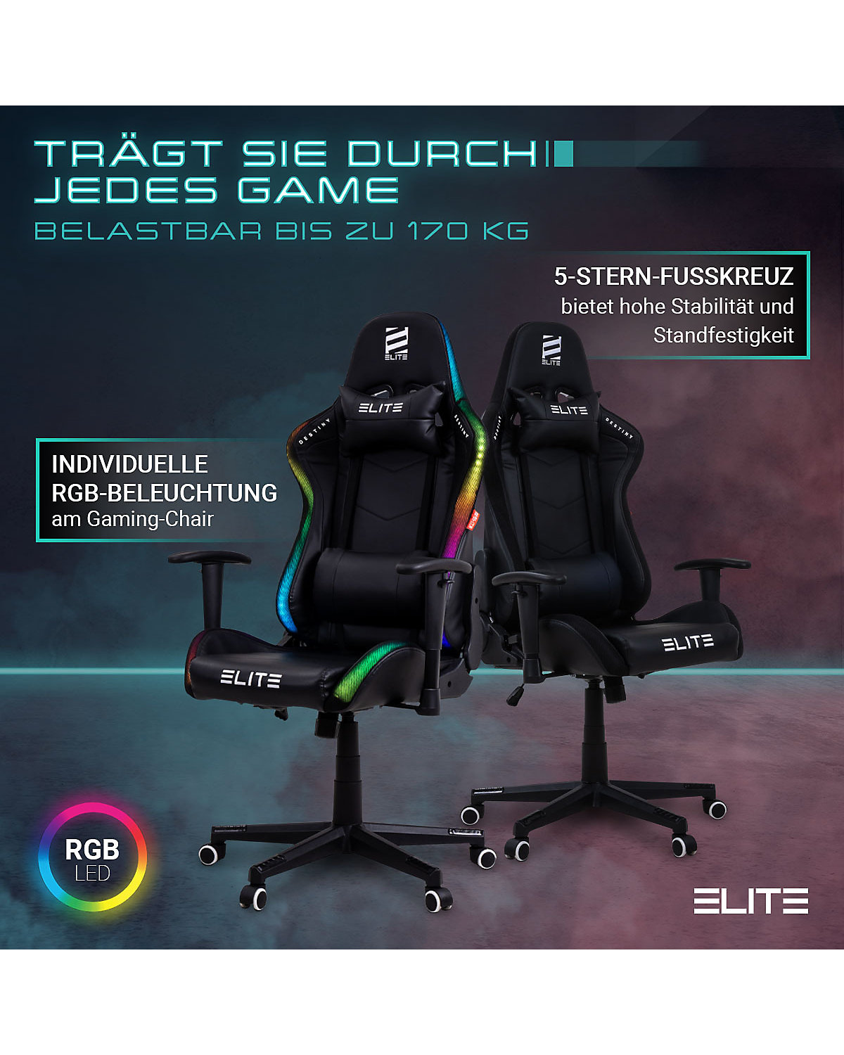 Gaming Stuhl DESTINY MG200 - Ergonomischer Racing Gaming Stuhl - Auch als RGB