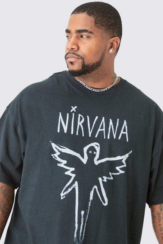 Plus Oversize T-Shirt mit lizenziertem Nirvana-Print