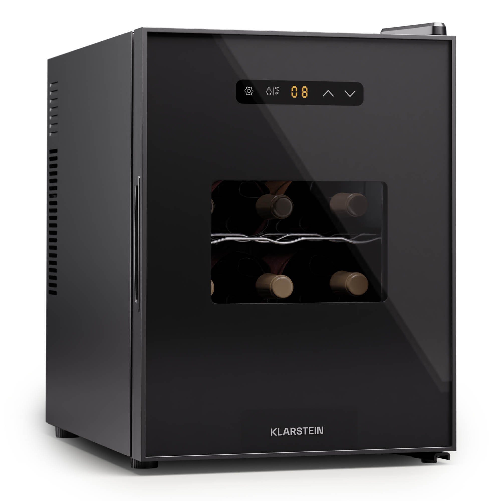 Klarstein Weinkühlschrank Silent Vino 12 Uno, für 12 Standardflaschen á 0,75l,Wein Flaschenkühlschrank Weintemperierschrank Weinschrank Kühlschrank