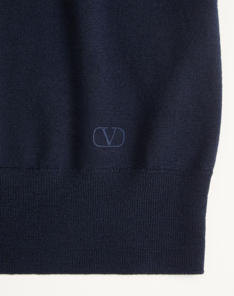 Valentino poloshirt i uld med V-logo-broderi