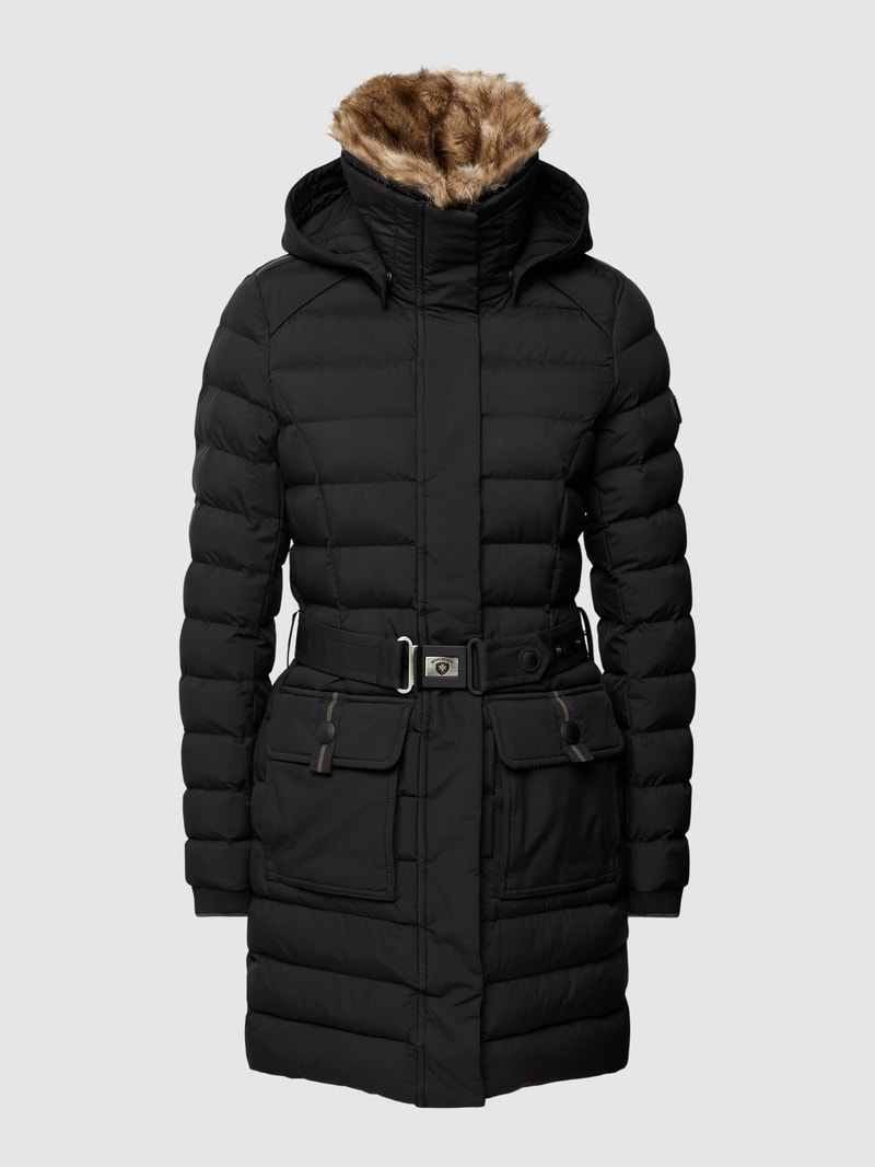 Funktionsjacke mit Kunstfellbesatz Modell 'ABENDSTERN' in schwarz