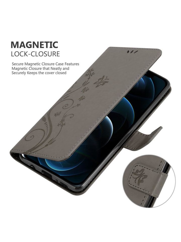 cadorabo Hülle für Apple iPhone 13 Blumen Design in FLORAL GRAU günstig kaufen onesize