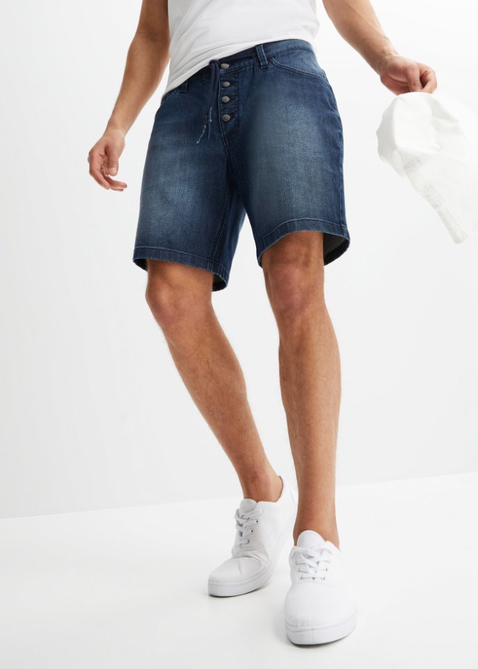 Stretch-Long-Jeans-Shorts, Loose Fit