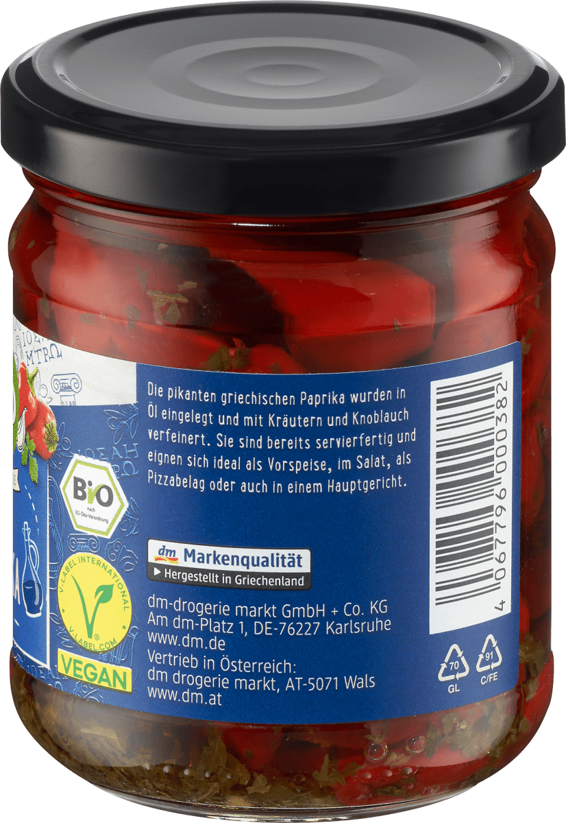 Rote Paprika in Kräuteröl, 170 g