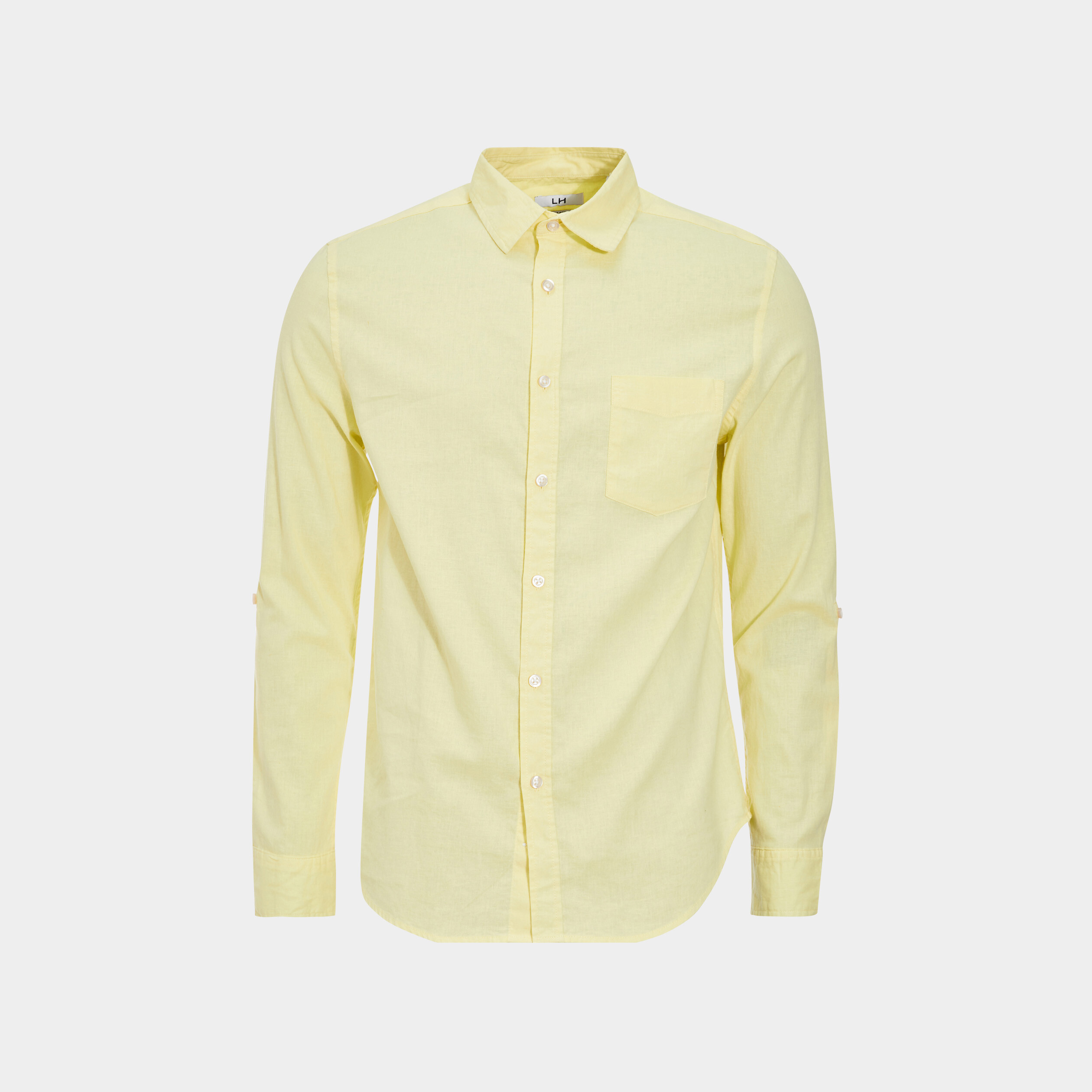Chemise manches longues lin majoritaire jaune clair homme | La Halle