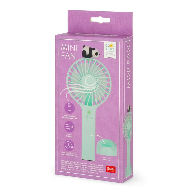 Ventilador portátil e recarregável com suporte - Mini ventilador