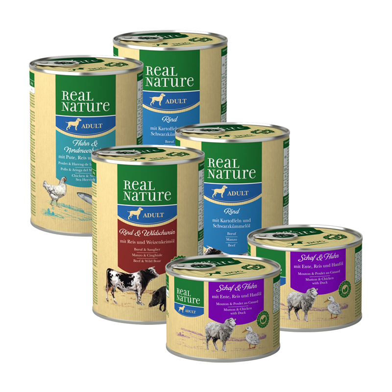 REAL NATURE Hundenassfutter REAL NATURE Adult Mixpaket 6x400g Mixpaket 1