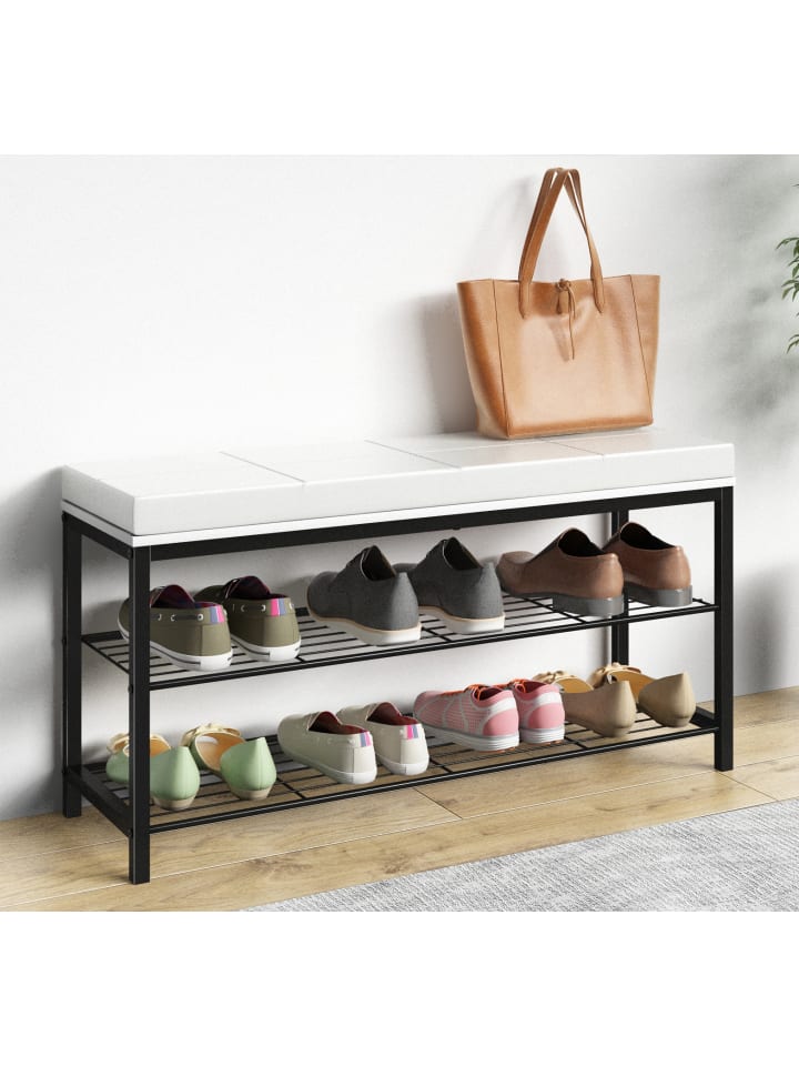 VCM  Metall Holz Sitzbank Schuhregal Schuhbank Taliro in Weiß günstig kaufen onesize