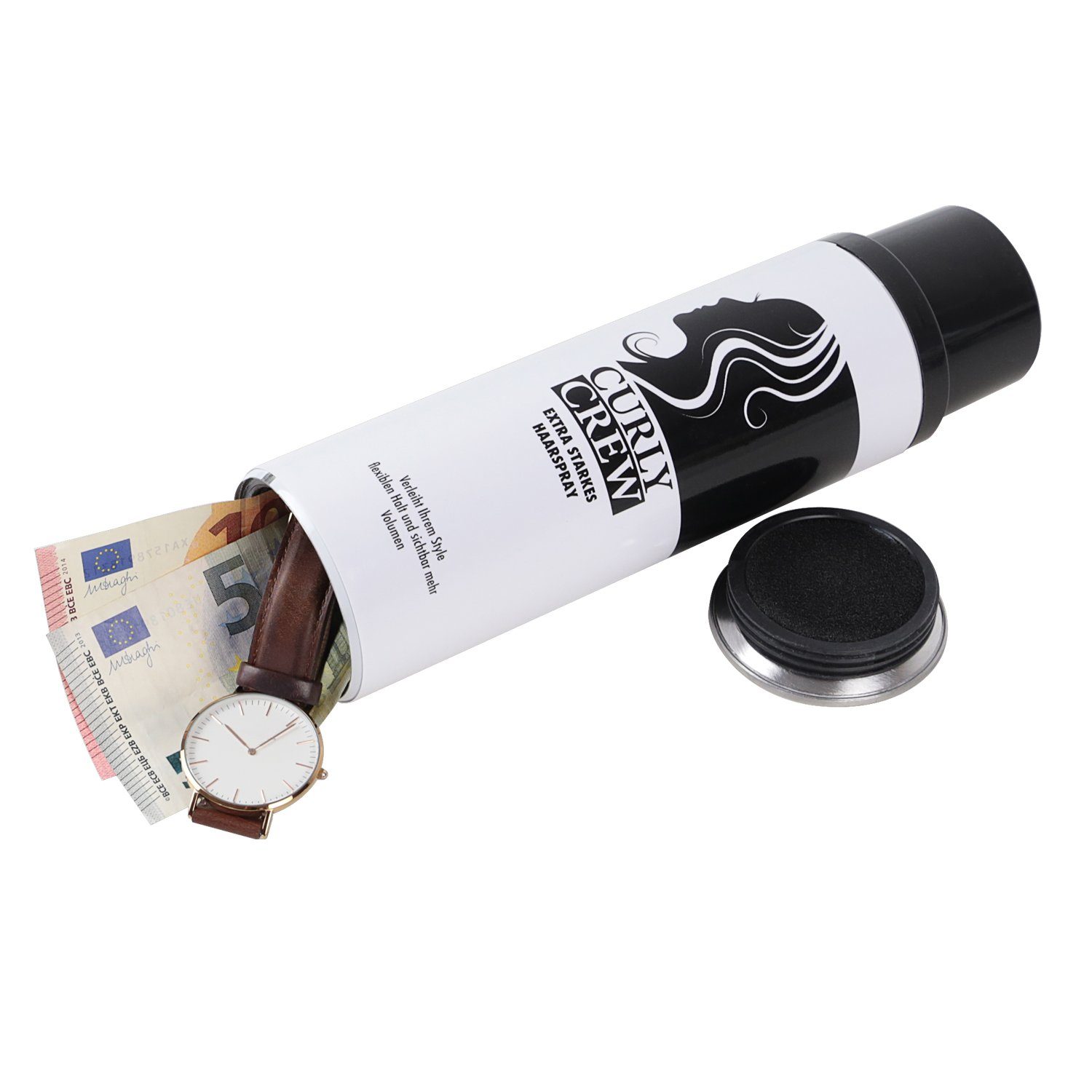 PlasticFantastic Tresor Dosensafe, Geldversteck, Dosentresor Haarspray Curly Crew, 24 x 6,5 cm