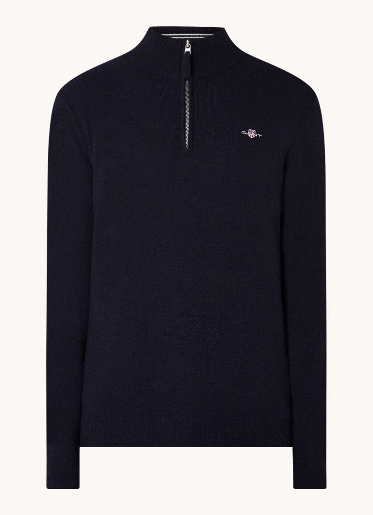 Gant Fine-knit wool pullover with half zip