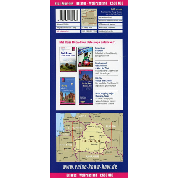 Reise Know-How Landkarte Weißrussland / Belarus (1:550.000) - Straßenkarte