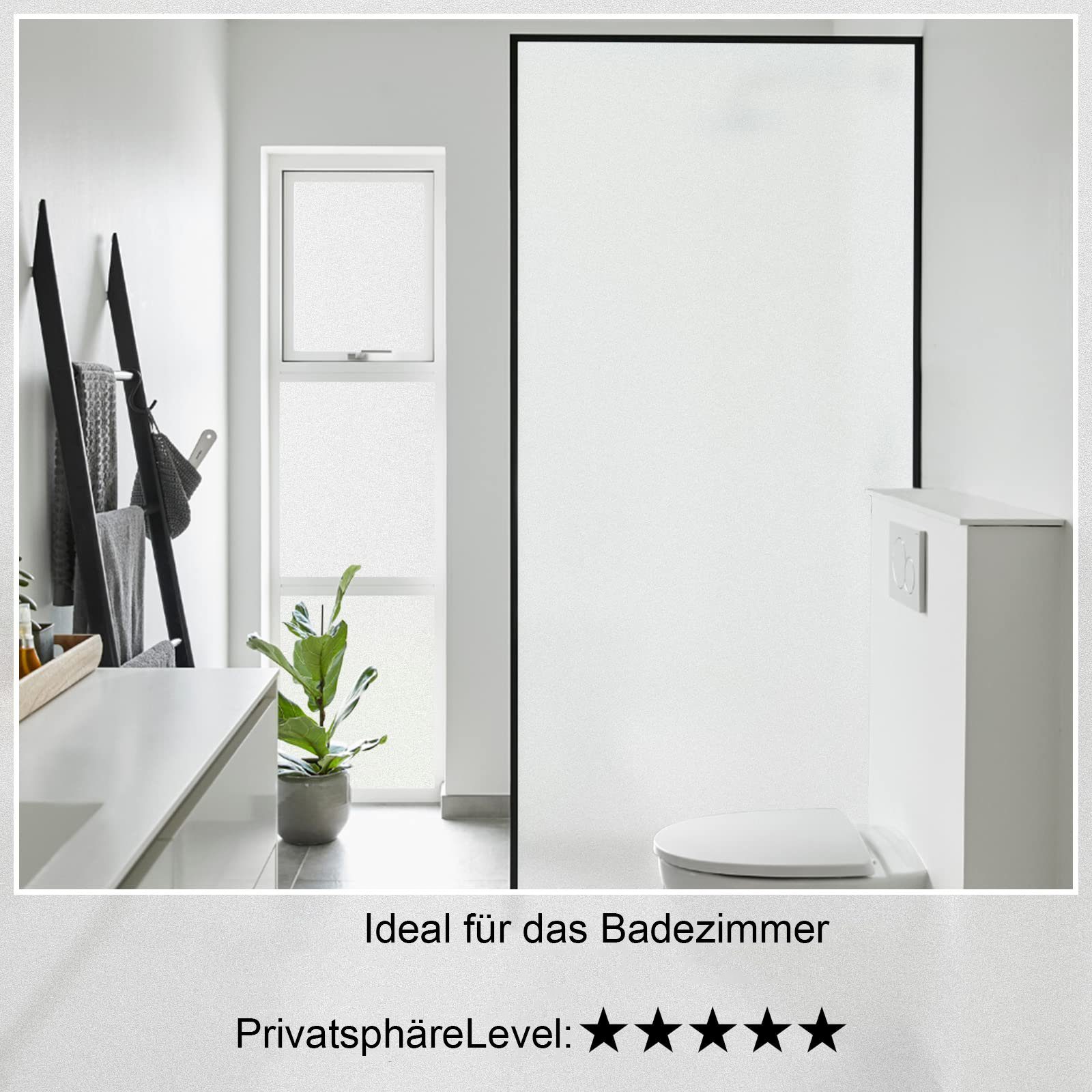 Fensterfolie Statische Fensterfolie selbsthaftend Blickdicht [45x100 cm], ZmdecQna