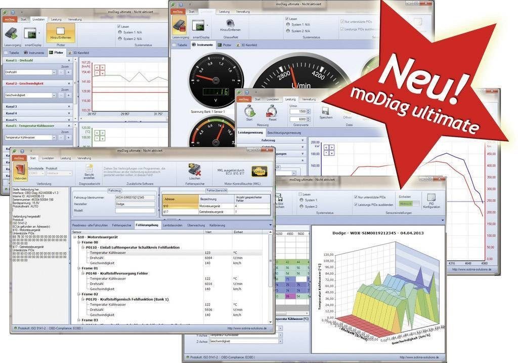 Brotos® OBD2 KFZ Diagnose Testerset komplett mit Interface und Software Auto-Adapter