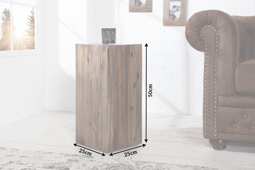 riess-ambiente Beistelltisch COLUMNA 50cm vintage braun, Massivholz · Deko-Säule · Handarbeit · Akazie
