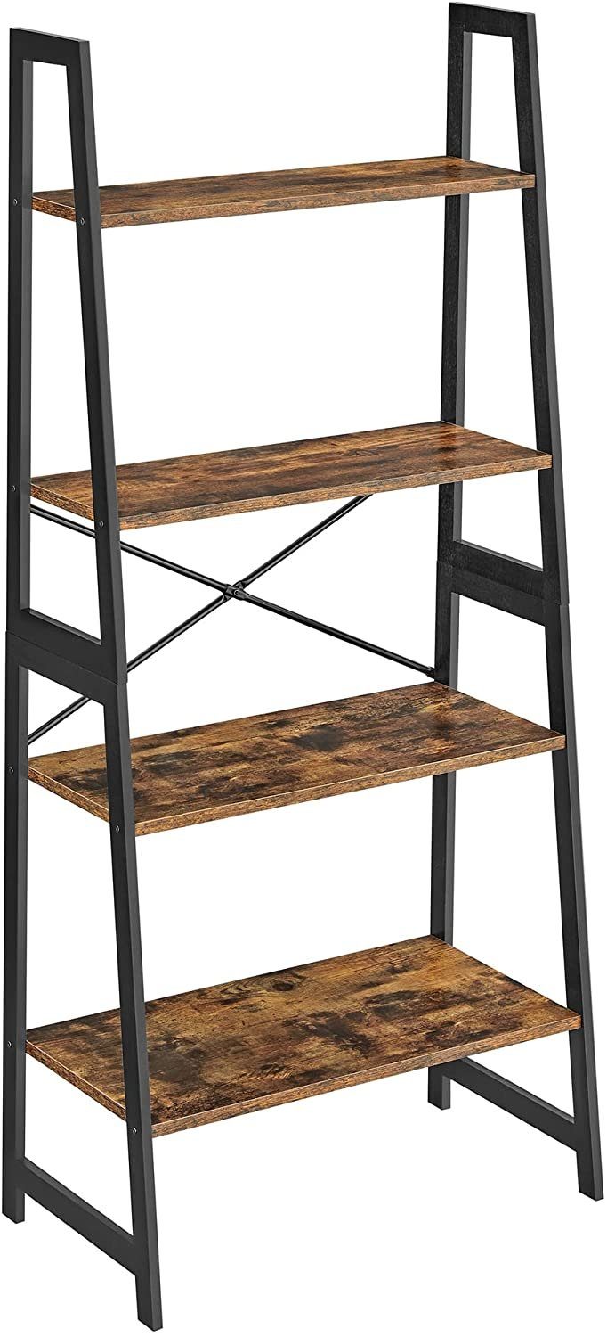 VASAGLE Bücherregal Standregal, mit 4 Ebenen, Leiterregal, für Wohnzimmer