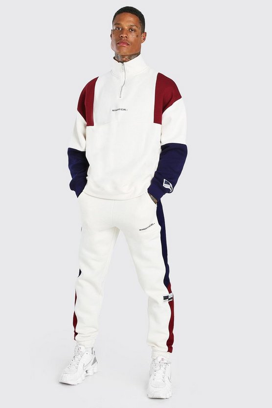 Man Official Colorblock Trainingsanzug mit Reißverschluss