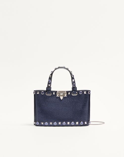 Bolsa Valentino Garavani Rockstud Mini Shopping Bag em couro de bezerro laminado